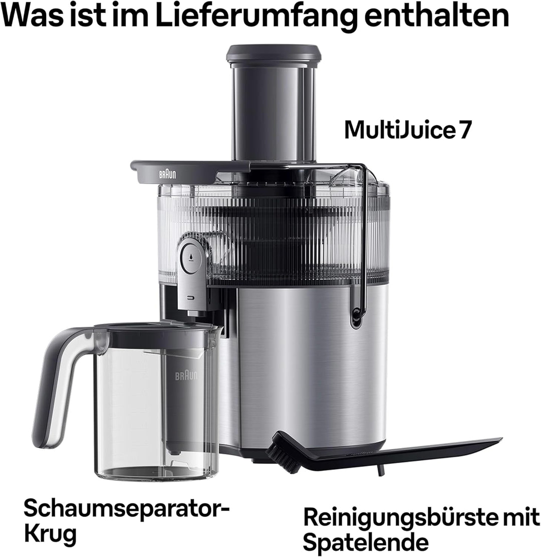 Braun MultiJuice 7 SJ700, Zentrifugalentsafter mit ColdXtract-Technologie, 75 mm Einfüllöffnung, 2L