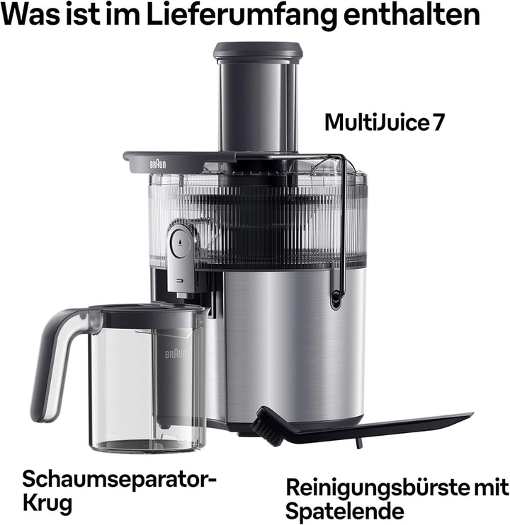 Braun MultiJuice 7 SJ700, Zentrifugalentsafter mit ColdXtract-Technologie, 75 mm Einfüllöffnung, 2L