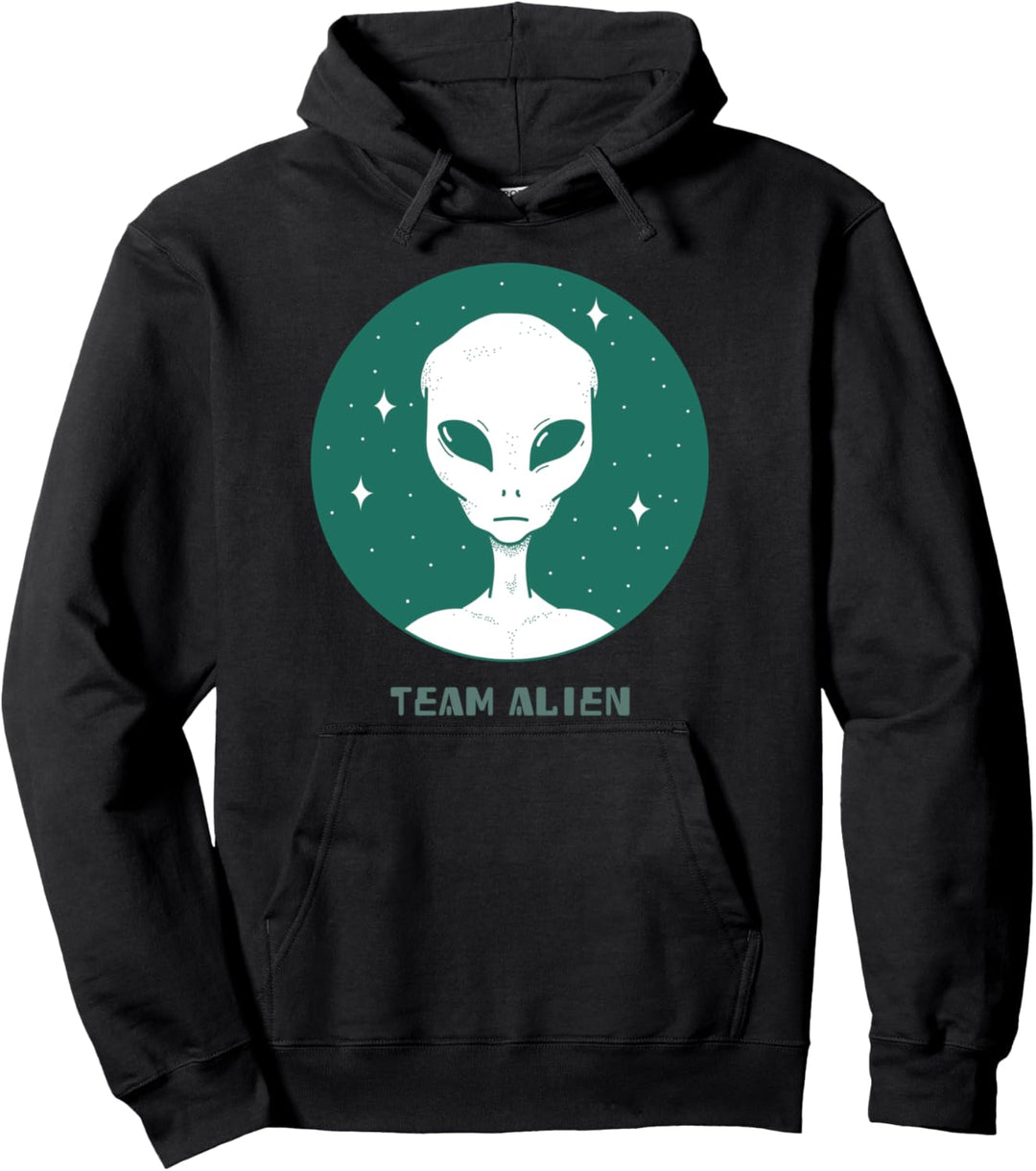 Funny Team Alien | Vintage Sci-Fi Illustration Ufo Pullover Hoodie