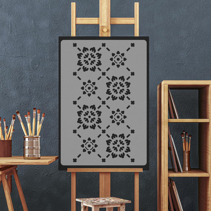 NAKLEO Wiederverwendbare Kunststoff-Schablonen - 59x95cm - Ornament Elegant Fliese - Grosse Wiederho