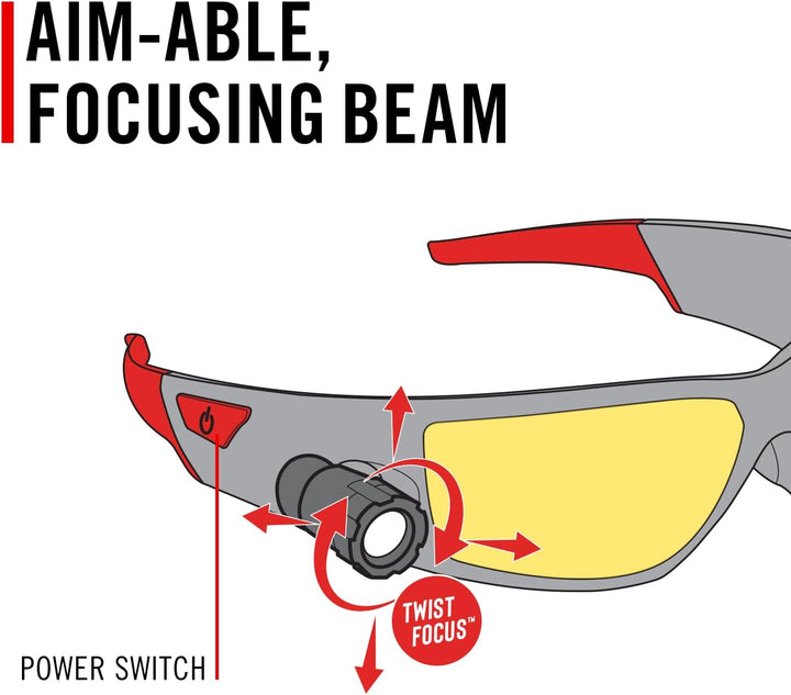Coast SPG500 Wiederaufladbare LED-Sicherheitsbrille mit Beleuchtung, Bulls-Eye Spot-Strahl, ANSI Z87