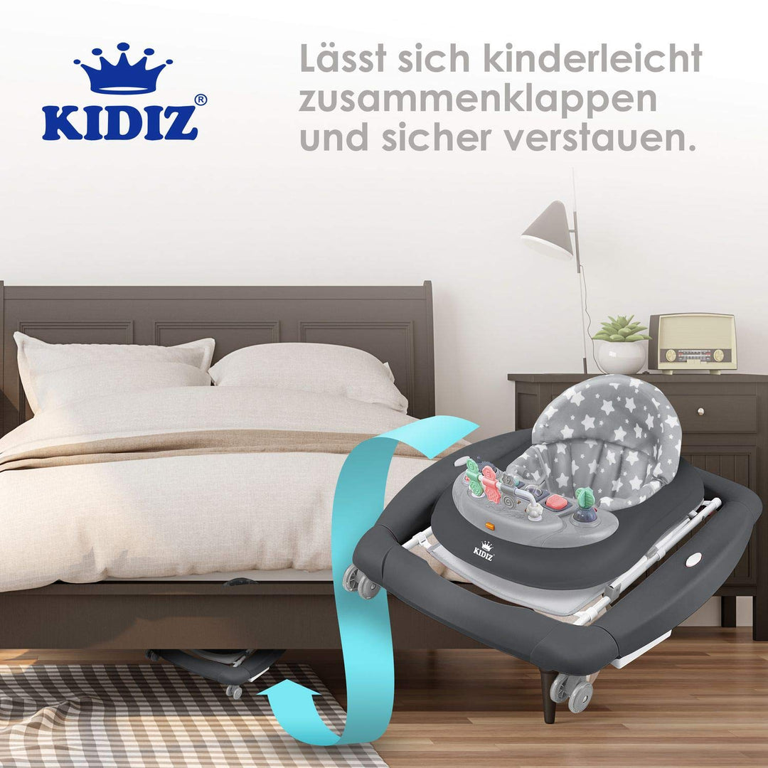 KIDIZ® 4in1 Lauflernhilfe Babywalker Spiel- und Lauflernwagen Gehfrei Schaukelfunktion Babywippe mit