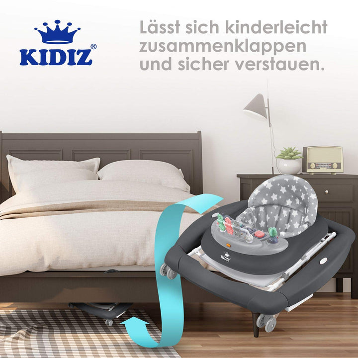 KIDIZ® 4in1 Lauflernhilfe Babywalker Spiel- und Lauflernwagen Gehfrei Schaukelfunktion Babywippe mit