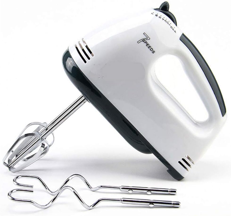 T&F Mixer Handrührer, Elektrischer Handmixer mit 2 Knethaken und 2 Schneebesen, 150 Watt, 7-Gang, We