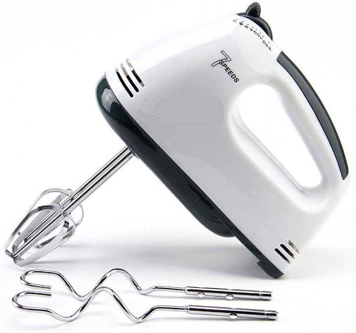 T&F Mixer Handrührer, Elektrischer Handmixer mit 2 Knethaken und 2 Schneebesen, 150 Watt, 7-Gang, We
