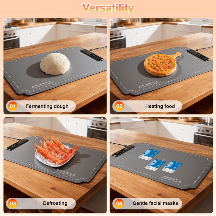 Elektrische Warmhalteplatte für Speisen, GuKKK Faltbare Speisenwärmer mit 4 Einstellbarer Temperatur