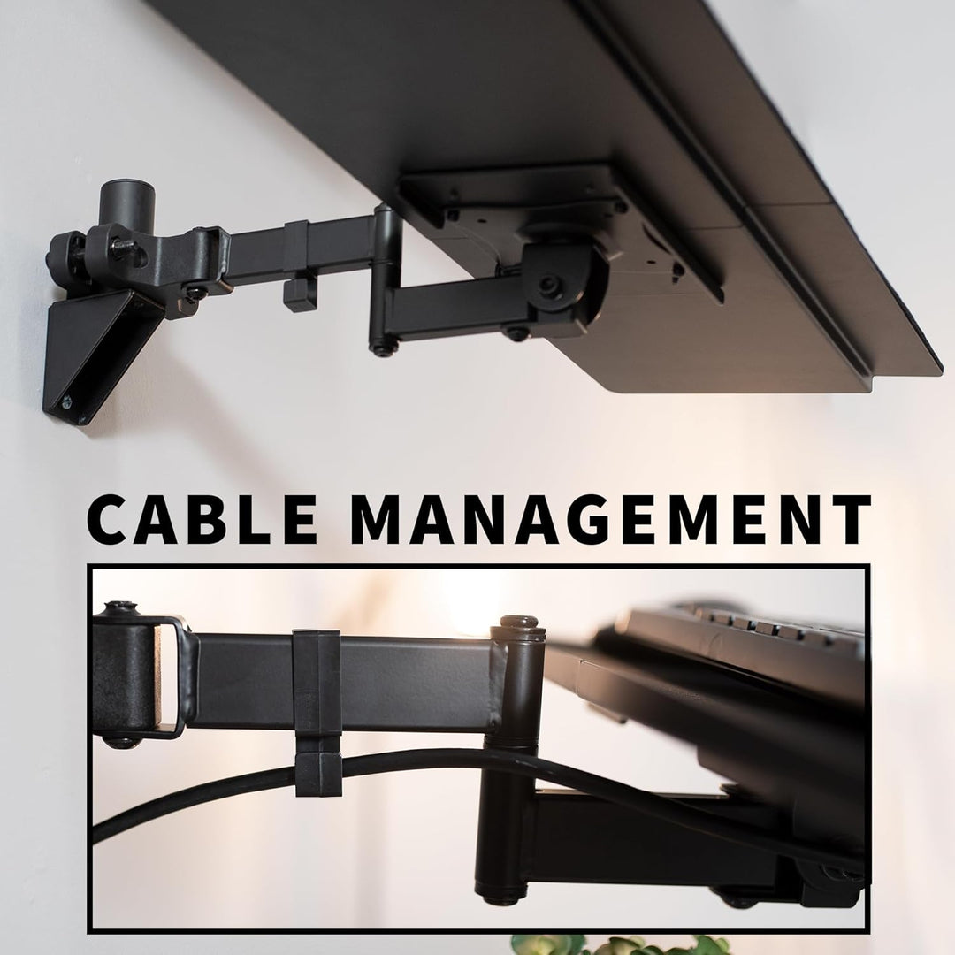 VIVO Steel Universal Full Motion Pole Mount, 26 Inch Keyboard and Mouse Tray, Ergonomic Tilt, 360 De