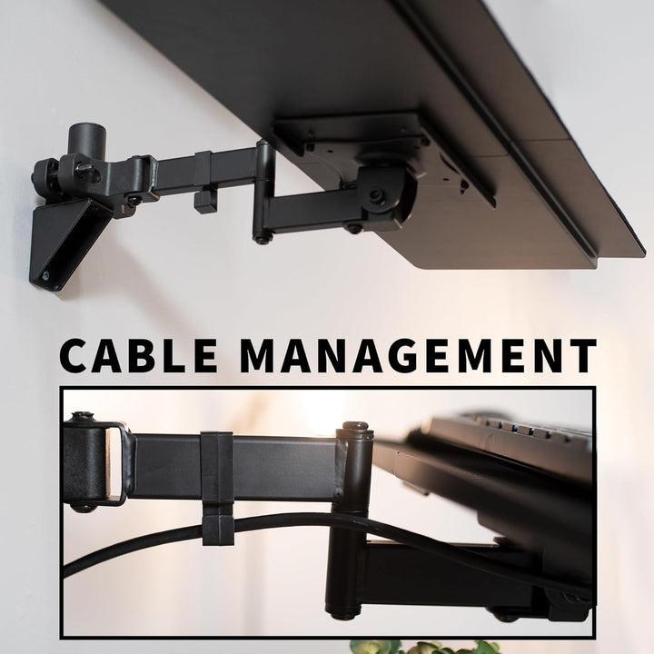 VIVO Steel Universal Full Motion Pole Mount, 26 Inch Keyboard and Mouse Tray, Ergonomic Tilt, 360 De