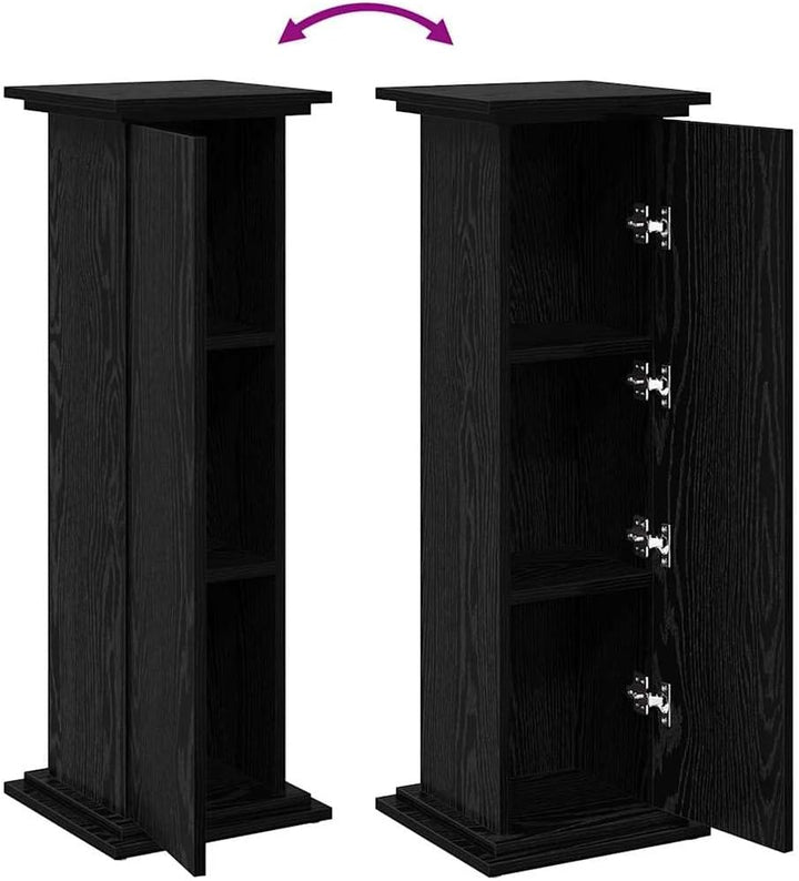 vidaXL Displaysständer mit Regal Schwarz Eichen-Optik 31 x 30 x 90 cm, Moderner Wohnzimmer-Stauraum,