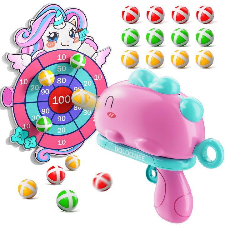 Dino Klettball-Spielzeug mit Einhorn-Zielscheibe für Mädchen ab 3 Jahren Rosa, Rosa