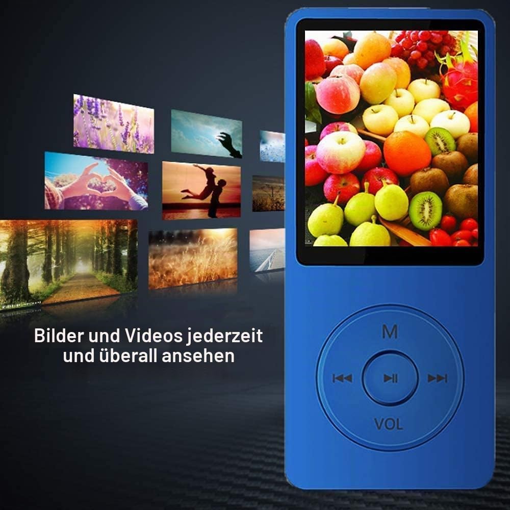 MP3-Player, Musik-Player mit 16GB Micro SD Karte, Ultra Slim Musik-Player mit eingebautem Lautsprech
