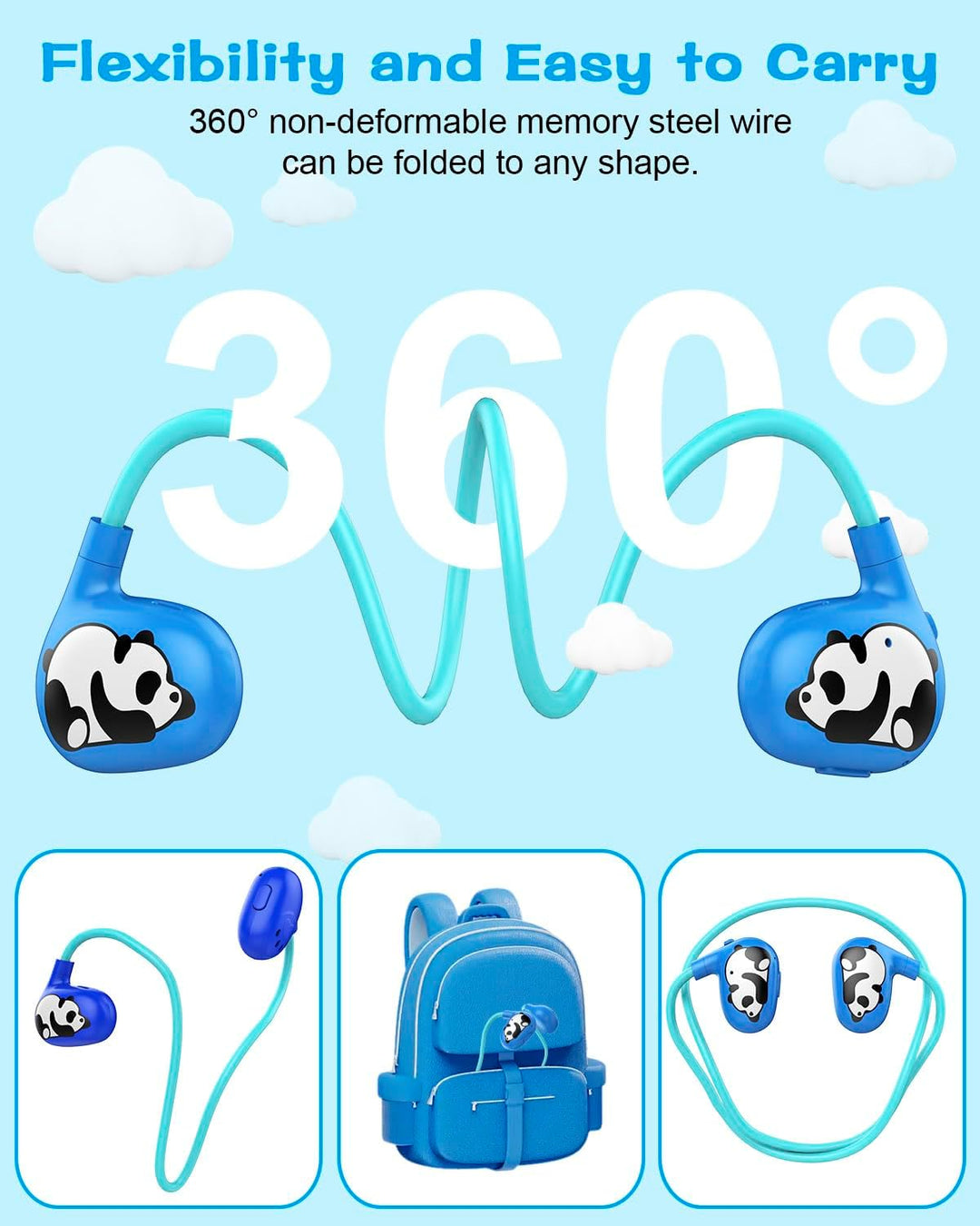BANIGIPA Kinder-Kopfhörer, offene Kopfhörer, drahtloses Bluetooth 5.4 Headset mit Mikrofon für die S