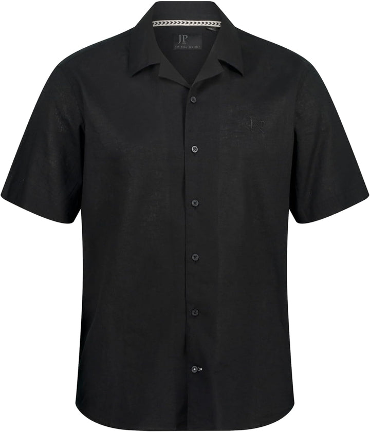 JP 1880 Herren grosse Grössen Übergrössen Menswear L-8XL Hemd, Halbarm, Leinenmix, Kubakragen, Moder