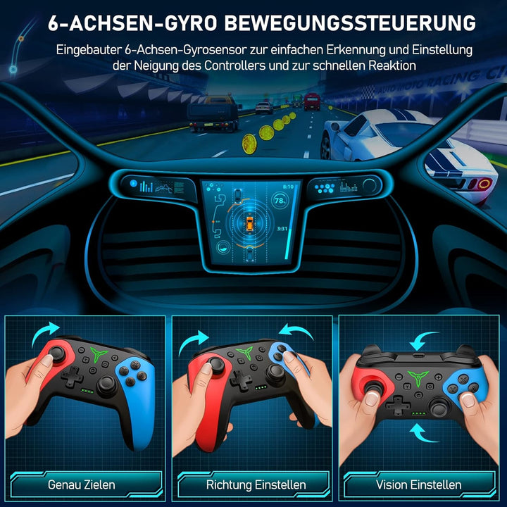 HELLCOOL Switch Controller, Kabellos Switch Controller für Switch/Lite/OLED Konsole, Switch Pro Cont