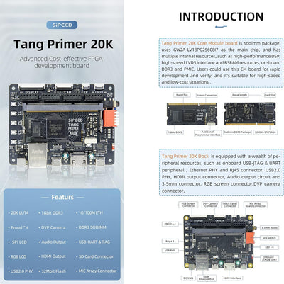 youyeetoo Sipeed Tang Primer 20K FPGA Development Board MCU, mit LUT4, PMOD Port *4, für RISC-V und