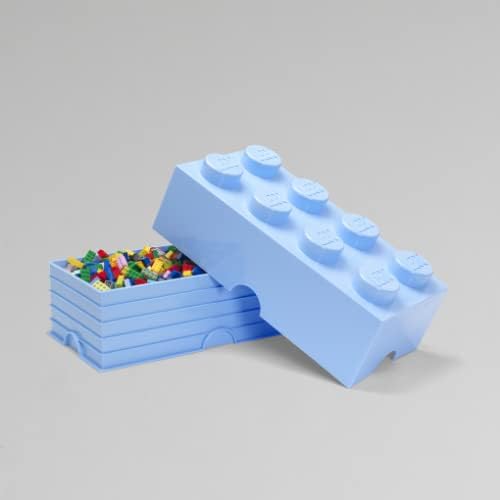LEGO Aufbewahrungsstein, 8 Noppen, Stapelbare Aufbewahrungsbox, 12 l, hellblau, Hellblau