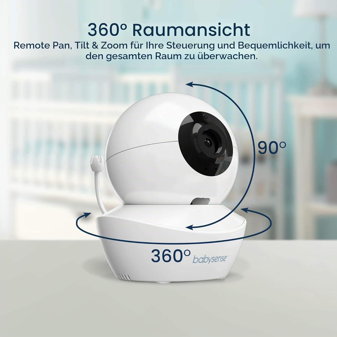 Add on Camera for Babysense Video Baby Monitor HD S2, Remote Pan Tilt Zoom, Two-Way Talk-Back Audio,