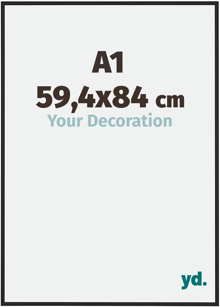 yd. Your Decoration - Bilderrahmen DIN A1 59,4x84 cm - Schwarz Matt - Bilderrahmen aus Aluminium mit