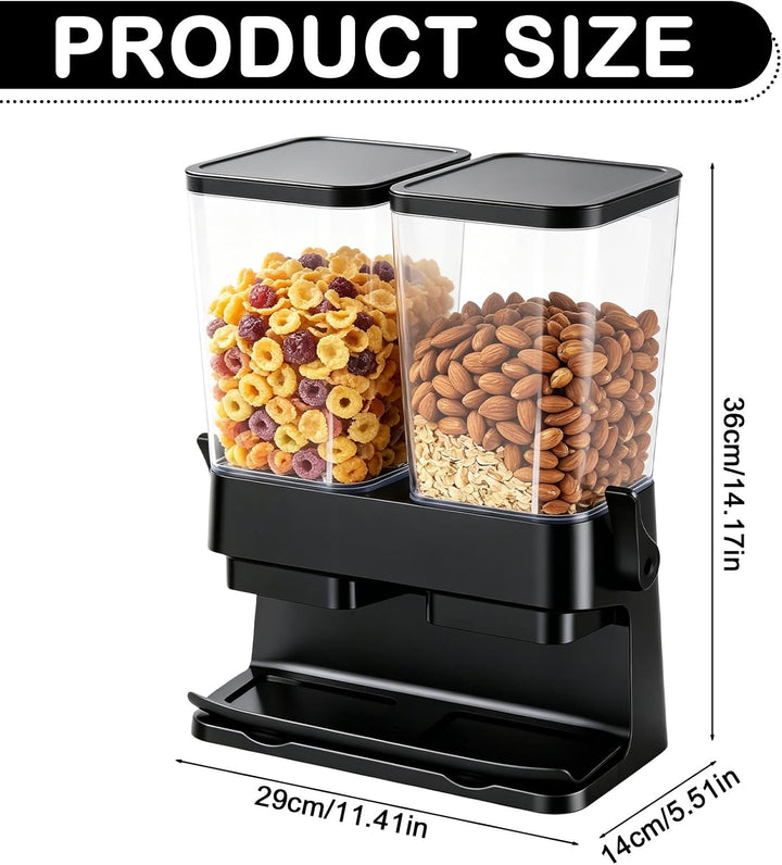 Müslispender, 2er-Set Cornflakes Dispenser, Doppelt 3L Lebensmittelspender aus Kunststoff für Nüsse,