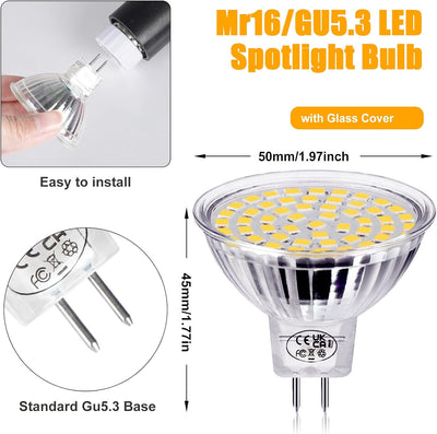 GVOREE MR16 GU5.3 LED Lampen Neutralweiss,450lm,Ersatz für 40W Halogenlampen,5W,12V AC/DC,Neutralwei