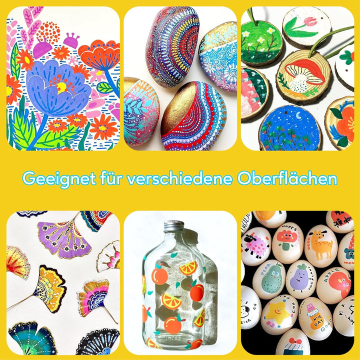Pamaker 72 Farben Acrylstifte Set – Doppelseitige Spitzen, Multimarker für Steine, Holz, Stoff, Lein