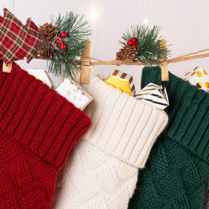 Weihnachtsstrümpfe Kint 3 Stück mit Kunstharz-Ornament, grosse Kaminstrümpfe Familie Ornament Strümp