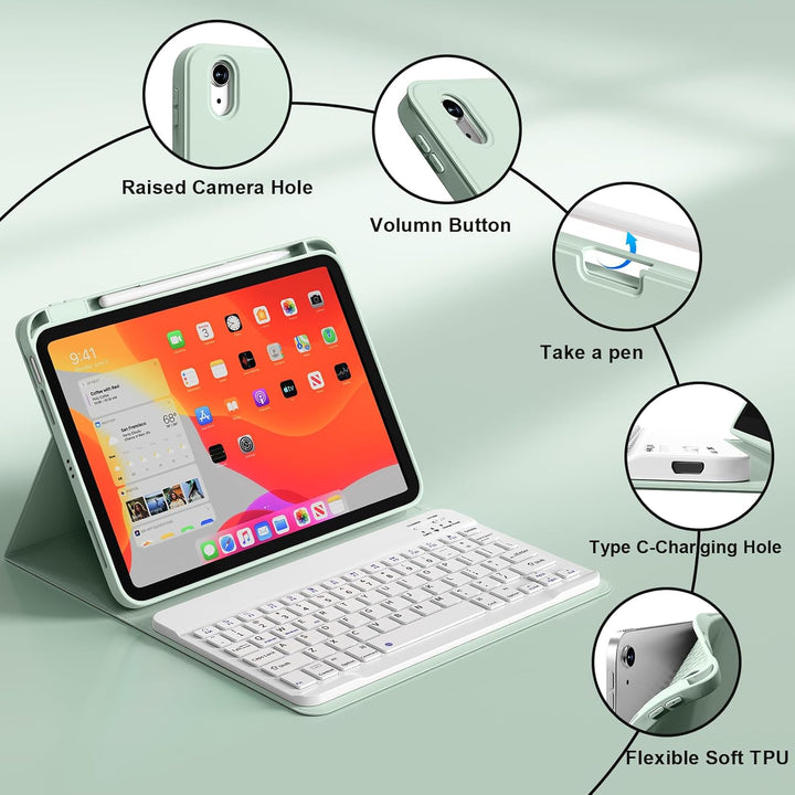 Hülle mit Tastatur für iPad Air 11 Zoll (2026 M4/2025 M3/2024 M2), iPad Air 5./4. 2022/2020 10,9 Zol