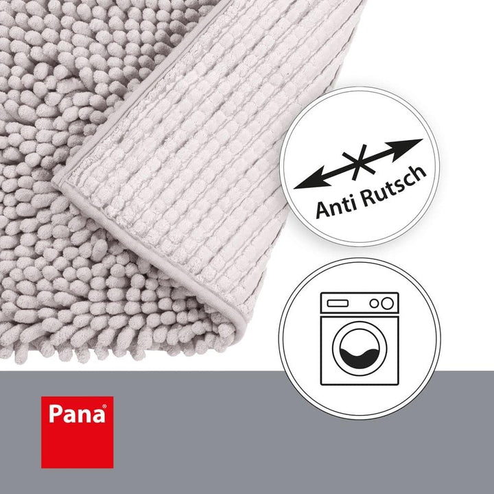 PANA® Chenille WC Vorleger mit U-Ausschnitt für Klo (45x45 cm) • Rutschfester Klo Vorleger mit Aussc