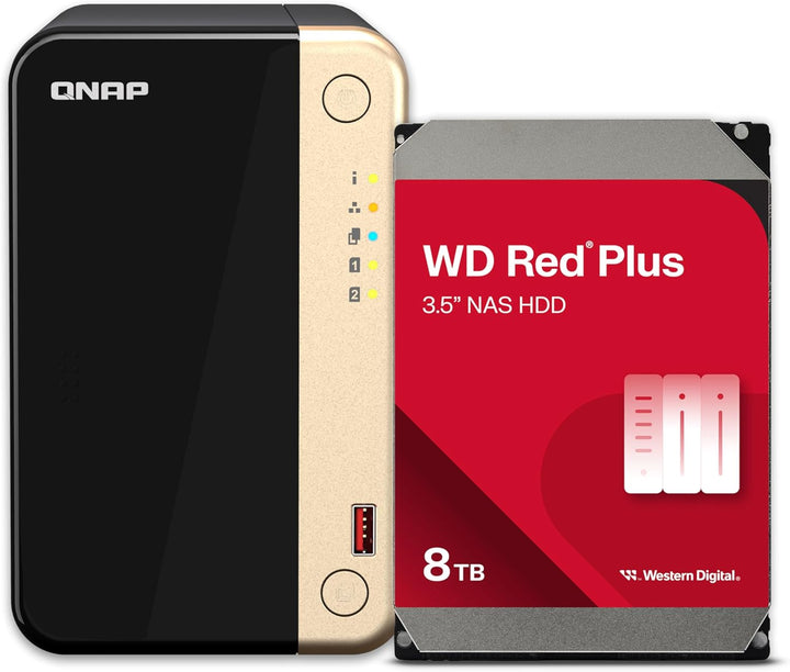 QNAP TS-264-8G-28WD-US 2 Bay Hochleistungs-Desktop-NAS mit 8 TB Speicherkapazität, vorkonfiguriertes