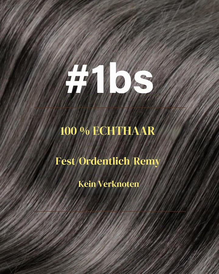 Hetto Tape Extensions Echthaar, Balayage Naturschwarz mit Silber, 35cm | 20 Stucke 50g 100% Remy Haa