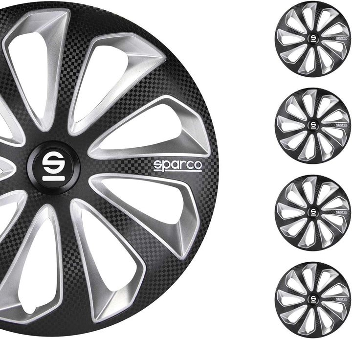 Satz Sparco Radzierblenden Sicilia 15-Zoll Schwarz/Silber/Karbon
