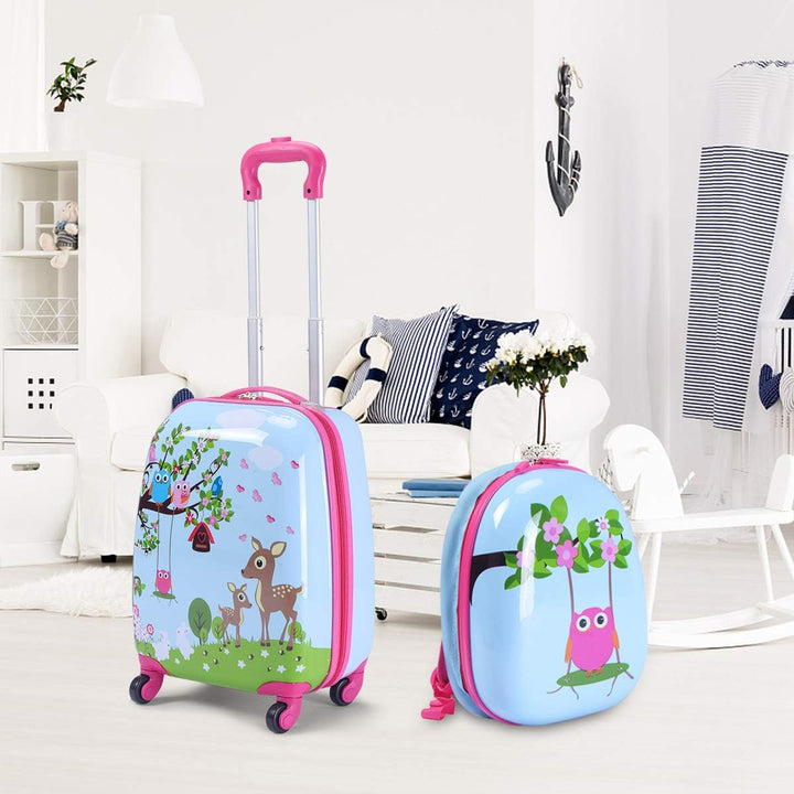 GOPLUS Kinderkoffer mit Rucksack, Kids Trolley, Kindergepäck mit Rollen, Reisekoffer mit Teleskopgri