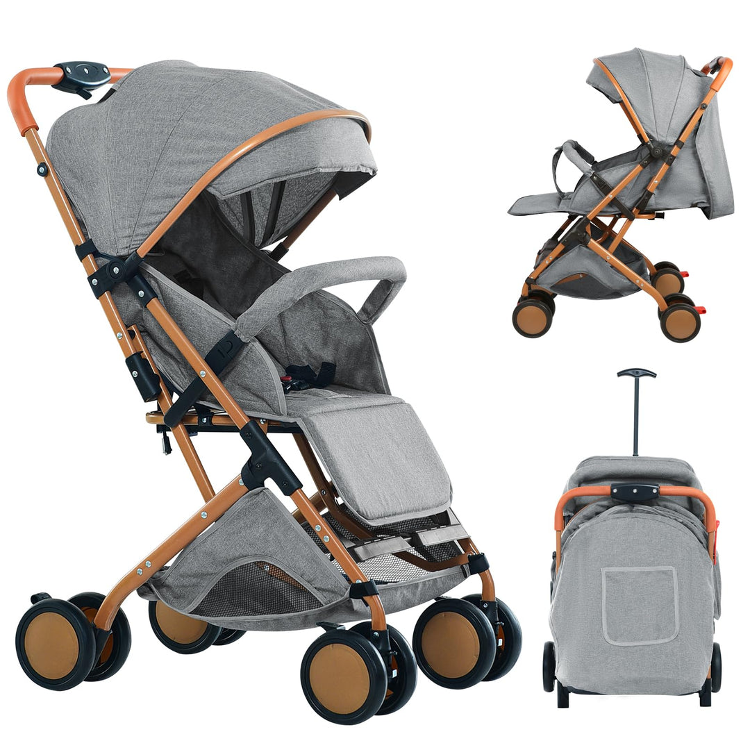Supfine Kinderwagen für Babys, 0-3 Jahre, 15 kg, mit Rückenlehne &amp; Fussstütze, faltbar, mit einer Ha