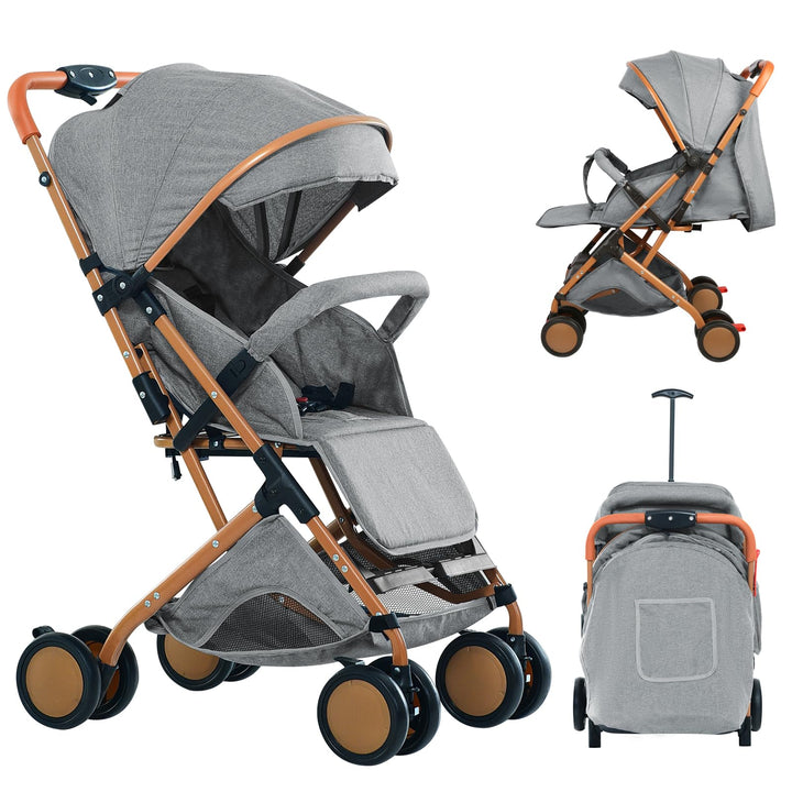 Kinderwagen, 0-4 Jahre, 0-22 kg, leichter und kompakter Kinderwagen, neigbarer Rückenlehne, 5-Punkte