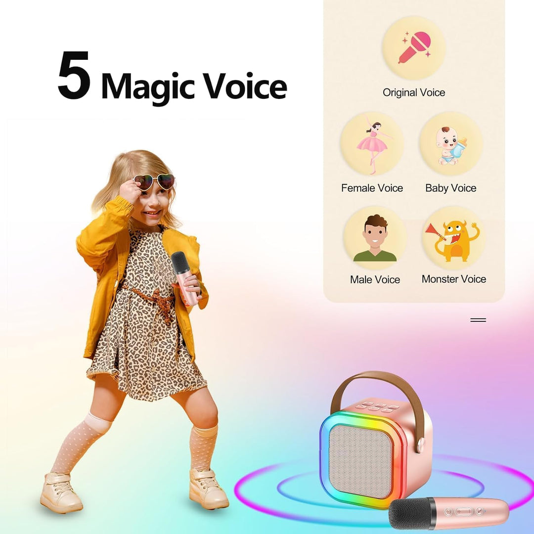 Kinder Karaoke Maschine mit 2 Mikrofonen HiFi Bluetooth Karaoke Mikrofon Spielzeug Geschenk für Jung