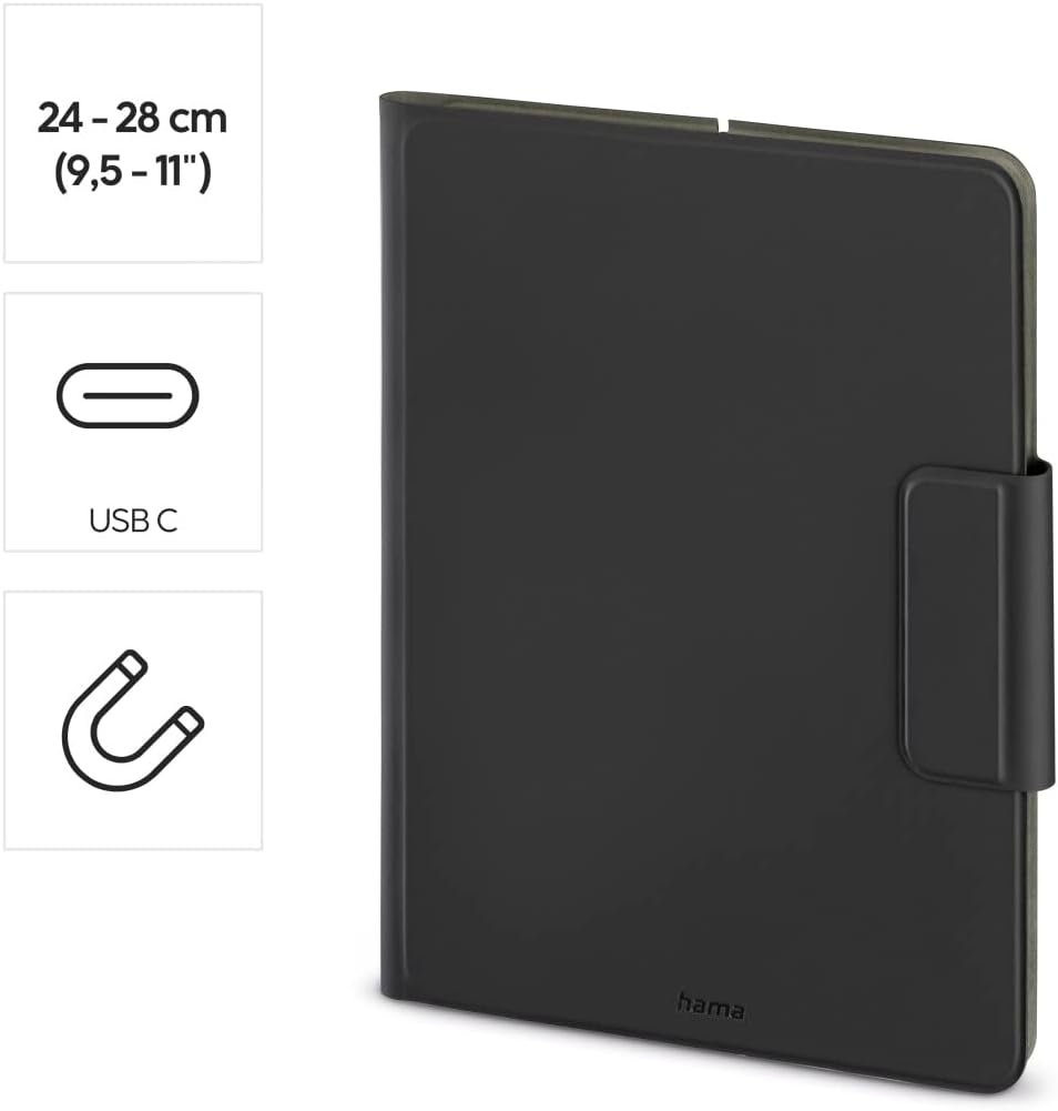 Hama Hülle mit Tastatur für Tablets 9,5 – 11“ (Bluetooth Tastatur mit Touchpad, Standfunktion, magne