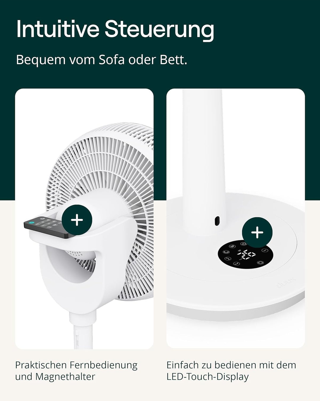Duux Whisper 3 Standventilator – Energiesparender Ventilator mit 26 Geschwindigkeiten, Timer & Nacht