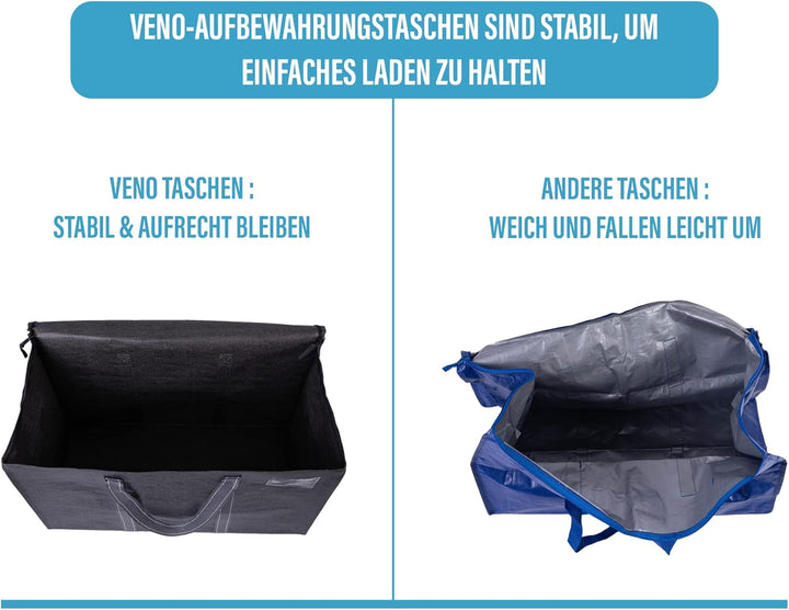 VENO 102 Liter Grosse Aufbewahrungstasche, Aufbewahrungsbox mit Deckel, Starke Griffe Umzugstaschen