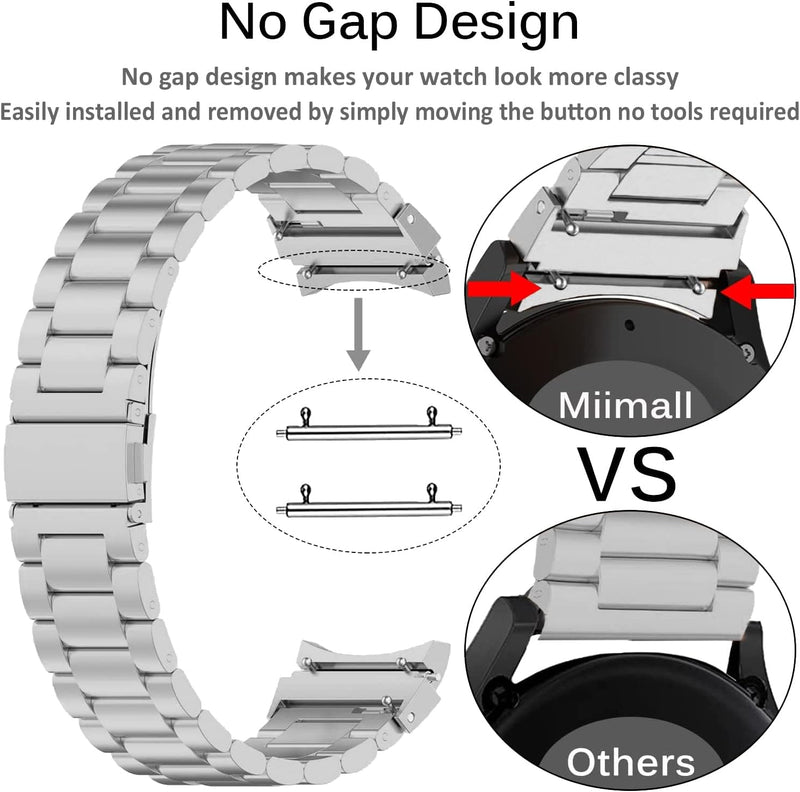 Miimall Kompatibel mit Samsung Galaxy Watch 6/5/4 Armband 40mm 44mm, Titanstahl Metall Doppelte Falt