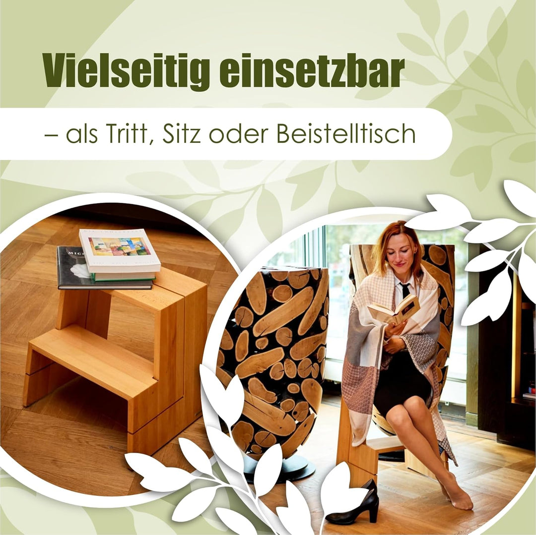 Exklusiver Tritthocker Design von NATUREHOME: Nachhaltig, Massiv und Langlebig – EIN Meisterwerk aus