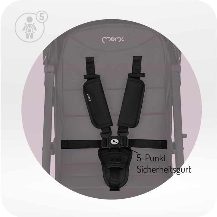 MoMi ESTELLE Kinderwagen ab 6. Monat (bis 15 kg), klappbarer Buggy mit 5-Punkt-Sicherheitsgurt, Eink