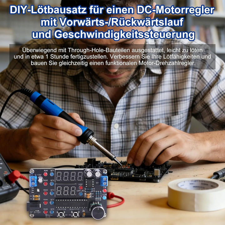 Programmierbares DC-Motor-Geschwindigkeitsmodul Lötkit, DIY Motorsteuerungsmodul mit Vorwärts-/Rückw
