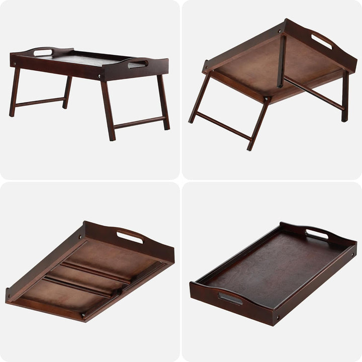 KADAX Betttisch, Frühstückstablett aus Kiefernholz, 19x30x50cm Serviertablett, klappbares Bett-Table