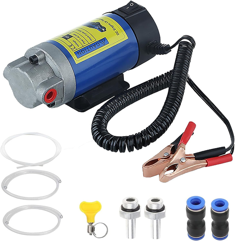 Mocoli Dieselpumpe, 12V 100W Ölabsaugpumpe Elektrisch Diesel Absaugpumpe Ölwechselpumpe mit 3 Rohren