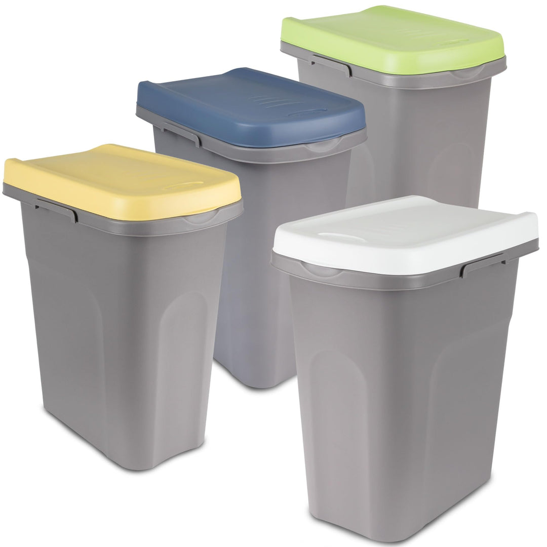 4x15L Mülleimer Küche gelb grün blau weiss Mülltrennsystem Trash Bin Sack Gelb-Grün-Blau-Weiss 15 Li