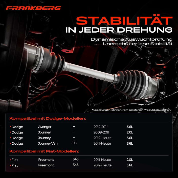 Frankberg 1x Antriebswelle Gelenkwelle Vorne Links Kompatibel mit Journey 2.0L 3.6L 2008-2022 Freemo