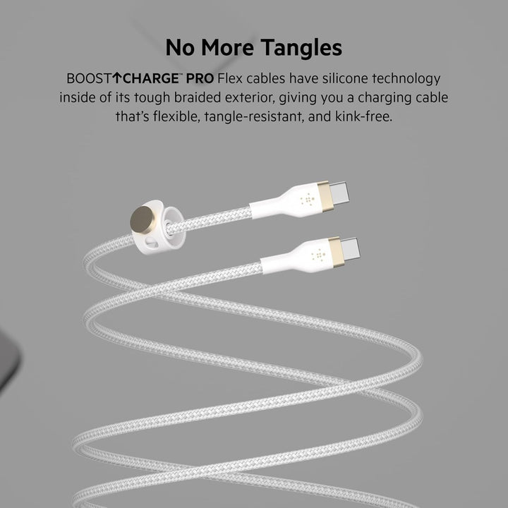 Belkin BoostCharge Pro Flex geflochtenes USB-C/USB-C-Ladekabel, USB-IF-zertifiziert zum Schnellladen