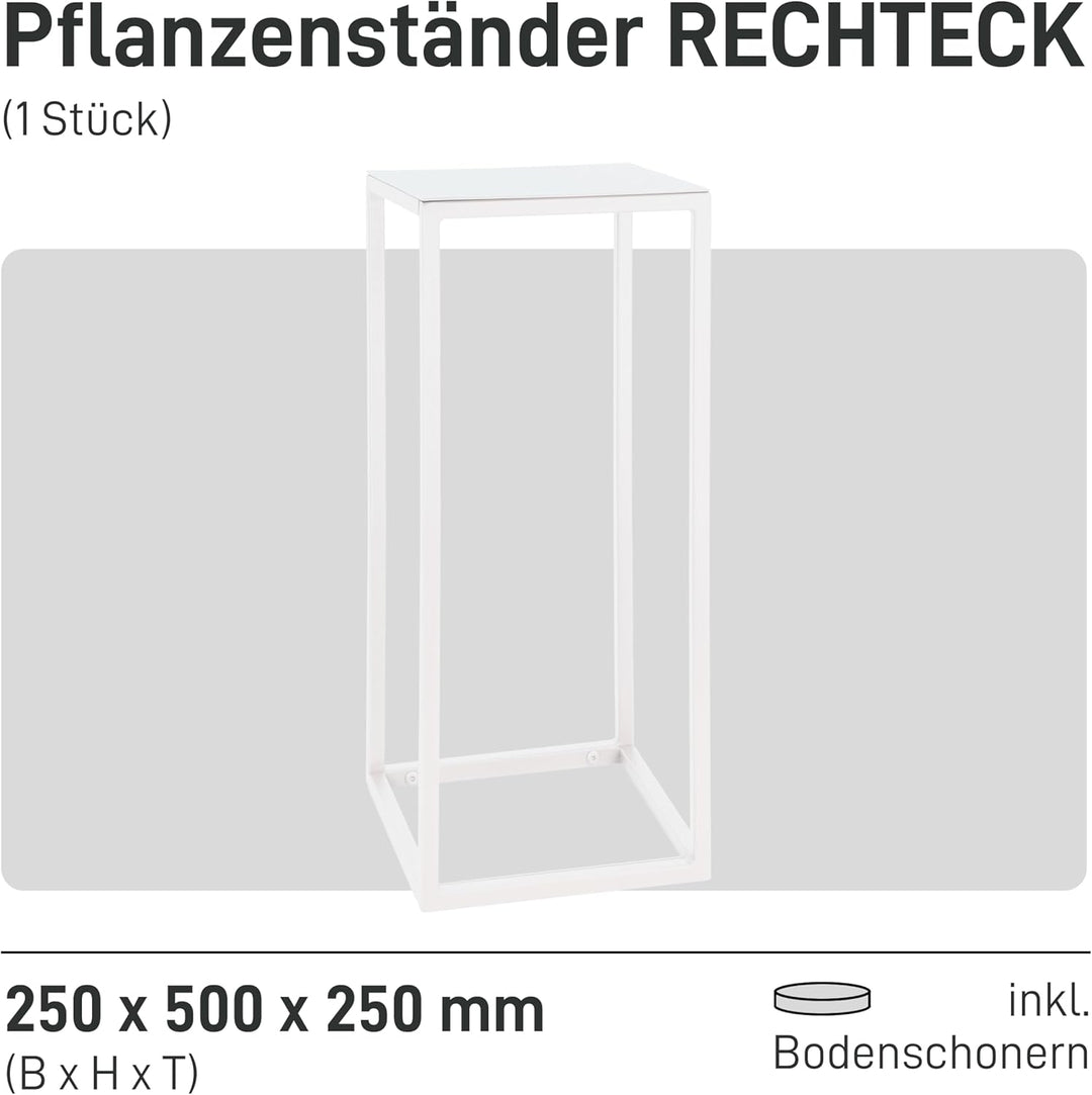 Natural Goods Berlin 1x Blumenständer Metall Weiss 50 cm - Eckiger Deko Pflanzenständer - Blumenhock