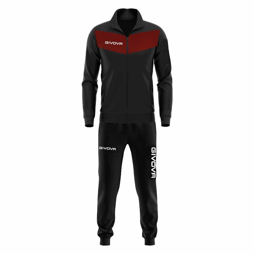 Givova Herren Anzug King Sportoutfit XS SCHWARZ/GRANAT, XS SCHWARZ/GRANAT