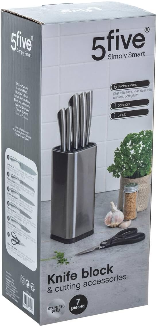 5 five simply smart 5five - block 5 messer silver precision mit stahlgriff